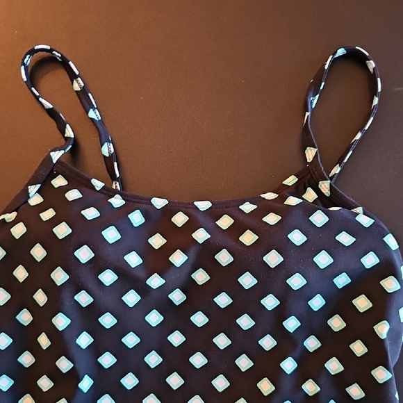 Swimwear Black and Blue Patterned Swimsuit.  Adjustable Straps. - Picture 3 of 5